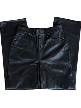 Like New Blank NYC Faux Leather Snap Fly High Rise Pants Black Size 27